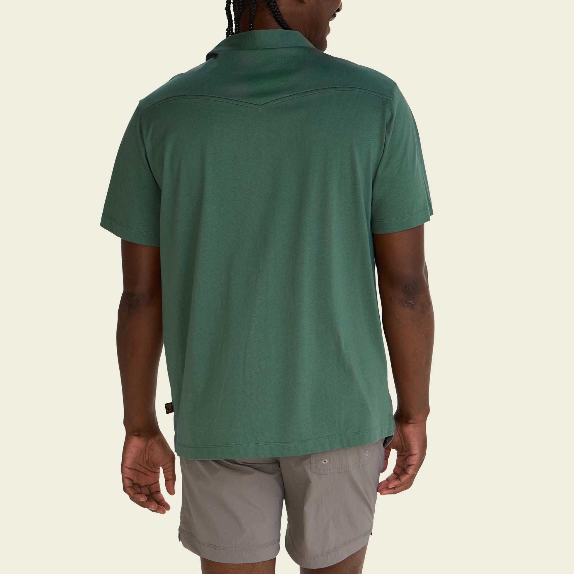 Roper's Clothing solid cotton western polo in Fern Green, worn on model