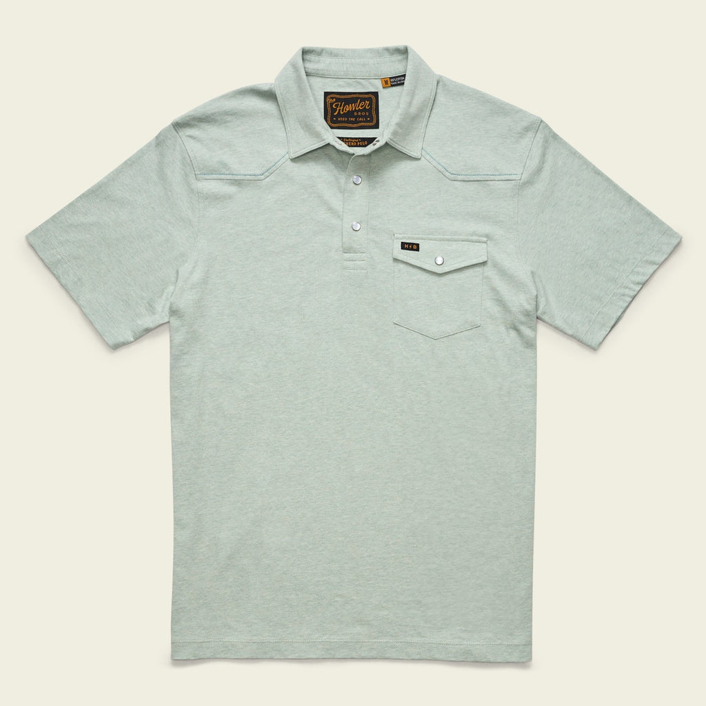 Roper's Clothing solid cotton western polo in Seafoam, front view
