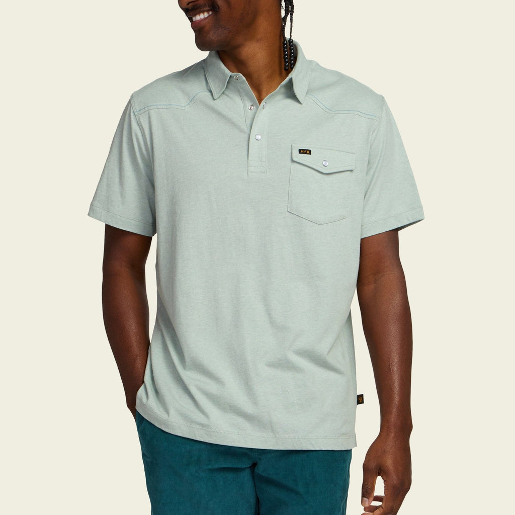 Roper's Clothing solid cotton western polo in Seafoam, cuff and sleeve detail