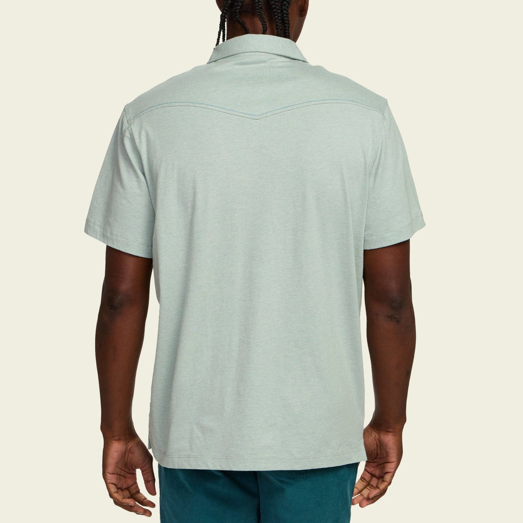 Roper's Clothing solid cotton western polo in Seafoam, fabric close-up