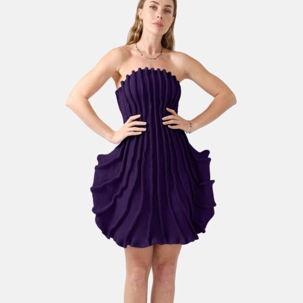 Purple Rib Knit Mini Dress Bre02 - Image 2