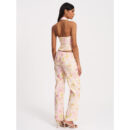 Lauren Pink Floral Print Ruched Back Linen Suit Vest Bre05
