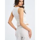 Raia White Eyelet Wave Trim Crop Vest Top Bre08