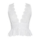 Raia White Eyelet Wave Trim Crop Vest Top Bre08