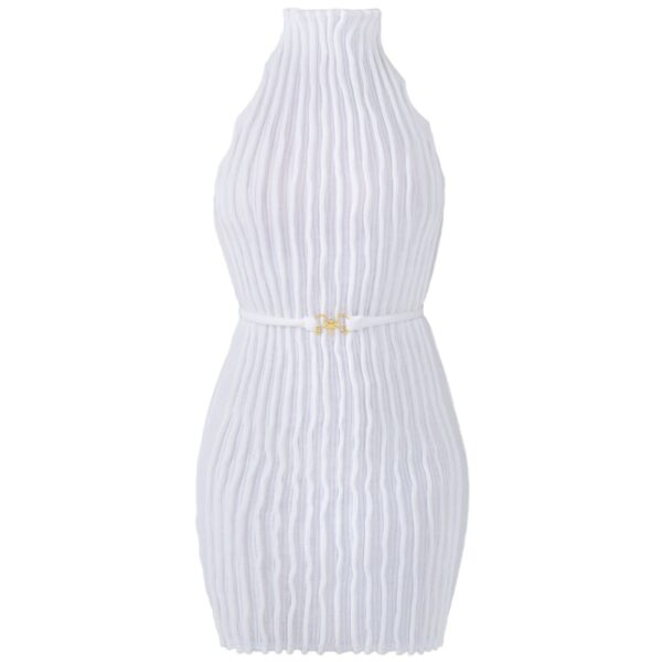 White Rib Knit Mini Dress Bre03