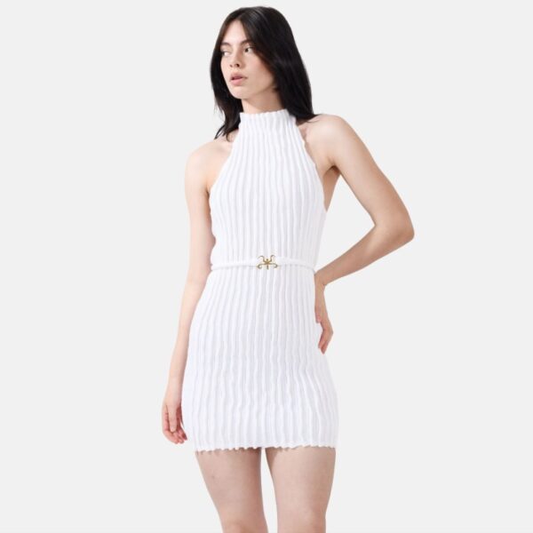 White Rib Knit Mini Dress Bre03 - Image 2