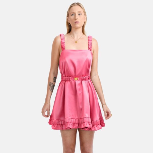 Pink Satin Mini Dress Lan08 - Image 3