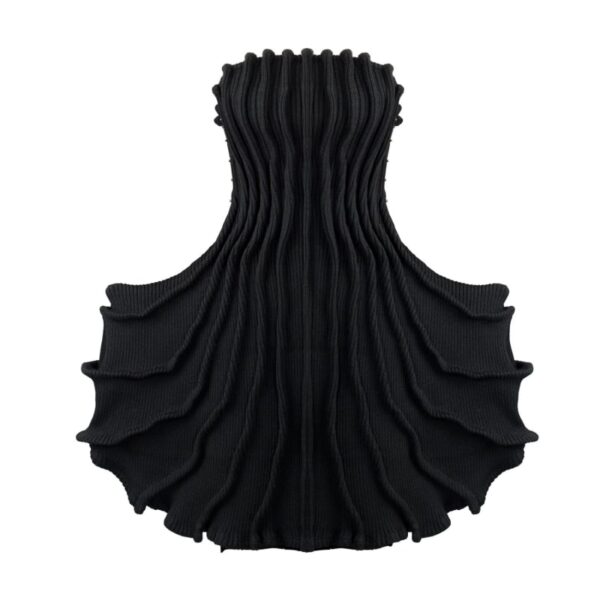 Black Rib Knit Mini Dress Bre01