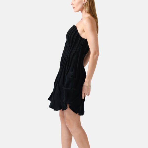 Black Rib Knit Mini Dress Bre01 - Image 3